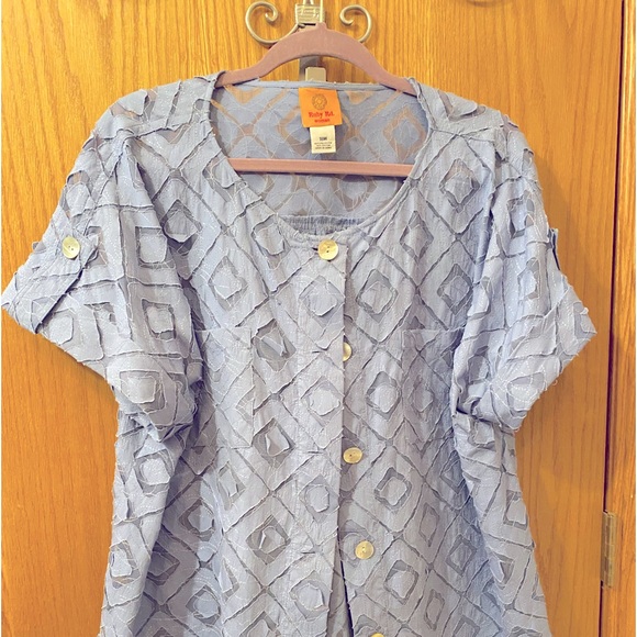 NWT Ruby Rd SZ 18 Short sleeved button up jacket - Picture 1 of 5